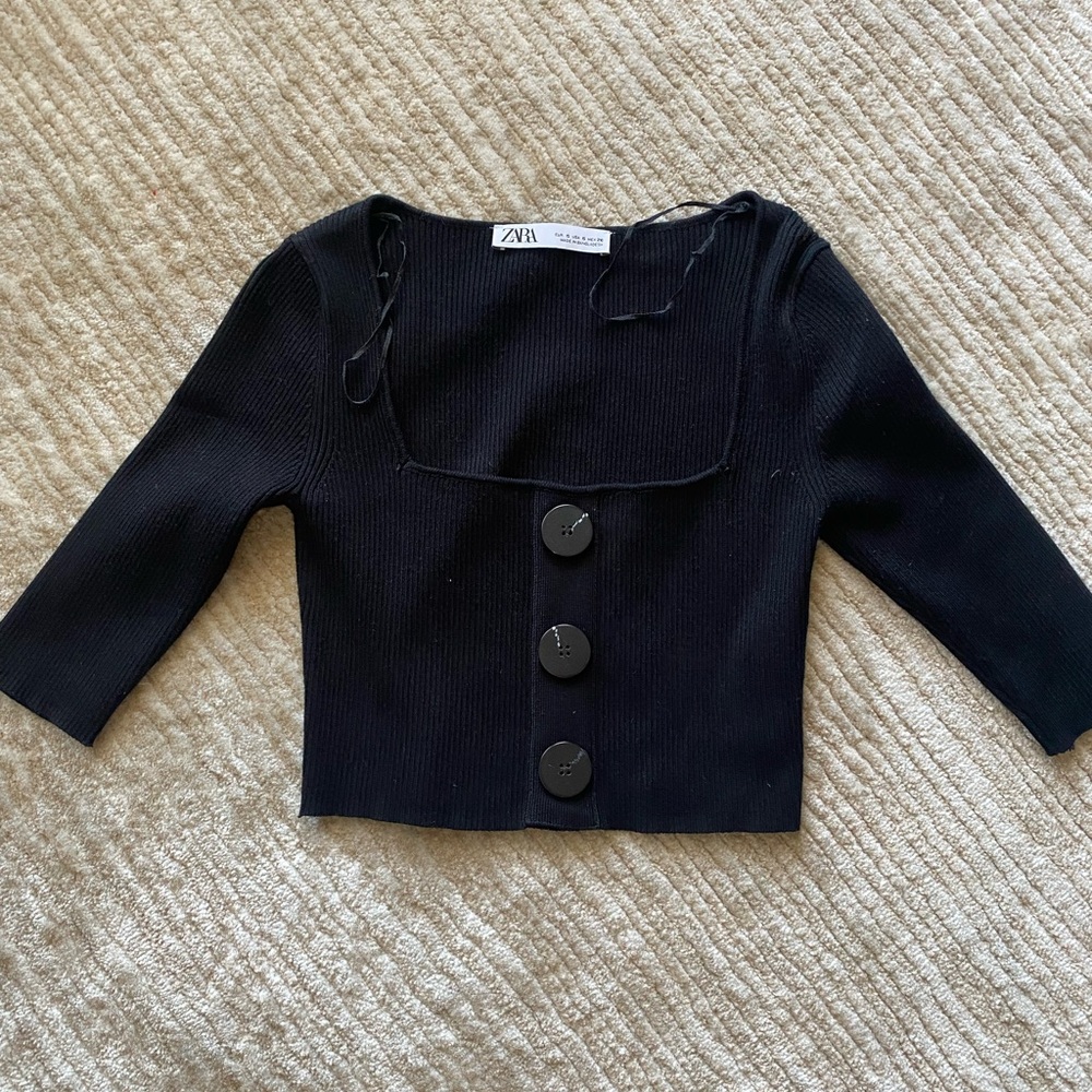 zara square neck crop top